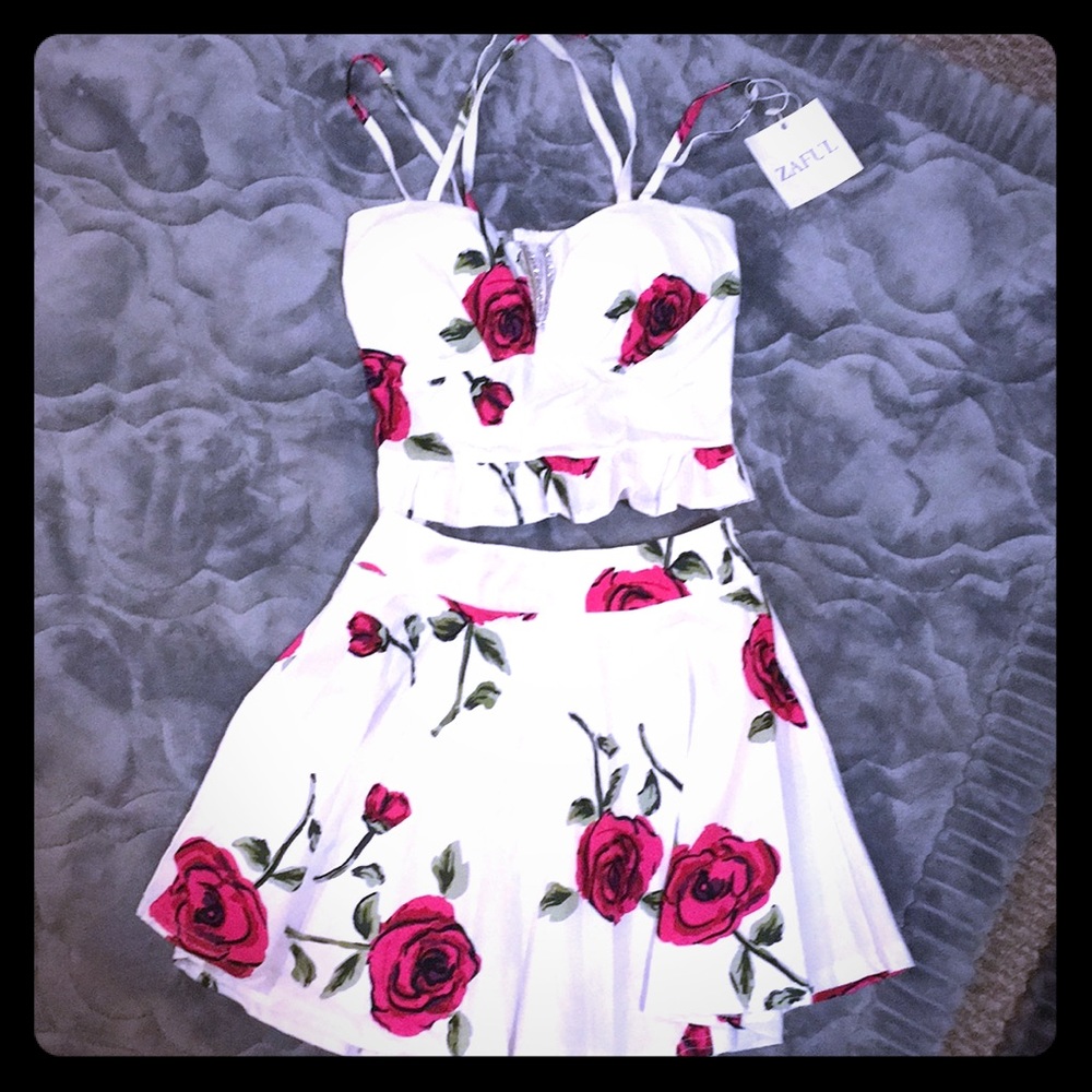 New zaful two piece pinup rose bombshell outfit M